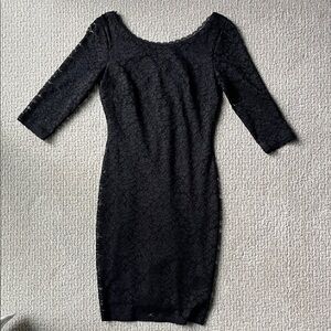 Laundry By Shelli Segal Black Lace Long Sleeve Dress